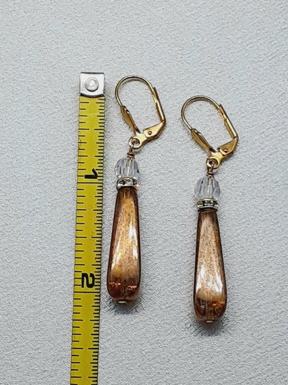 NEW Holly Yashi Brown Tear Drop Lever Back Earrings - Picture 9 of 11